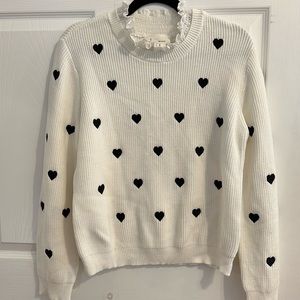 Anthropologie heart sweater with lace collar size M